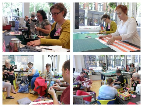 Good turnout and good quilty friends at our June sew-in at Drygoods Design